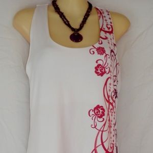 Athleta Womens Dress M White Floral Racerback E263